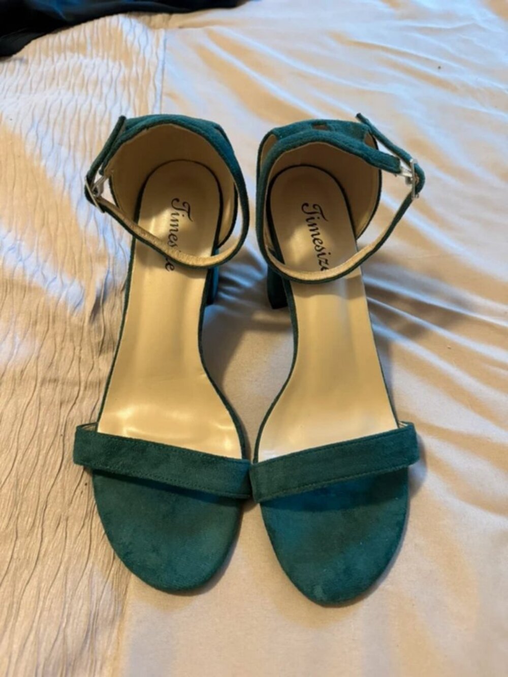 Green suede heels